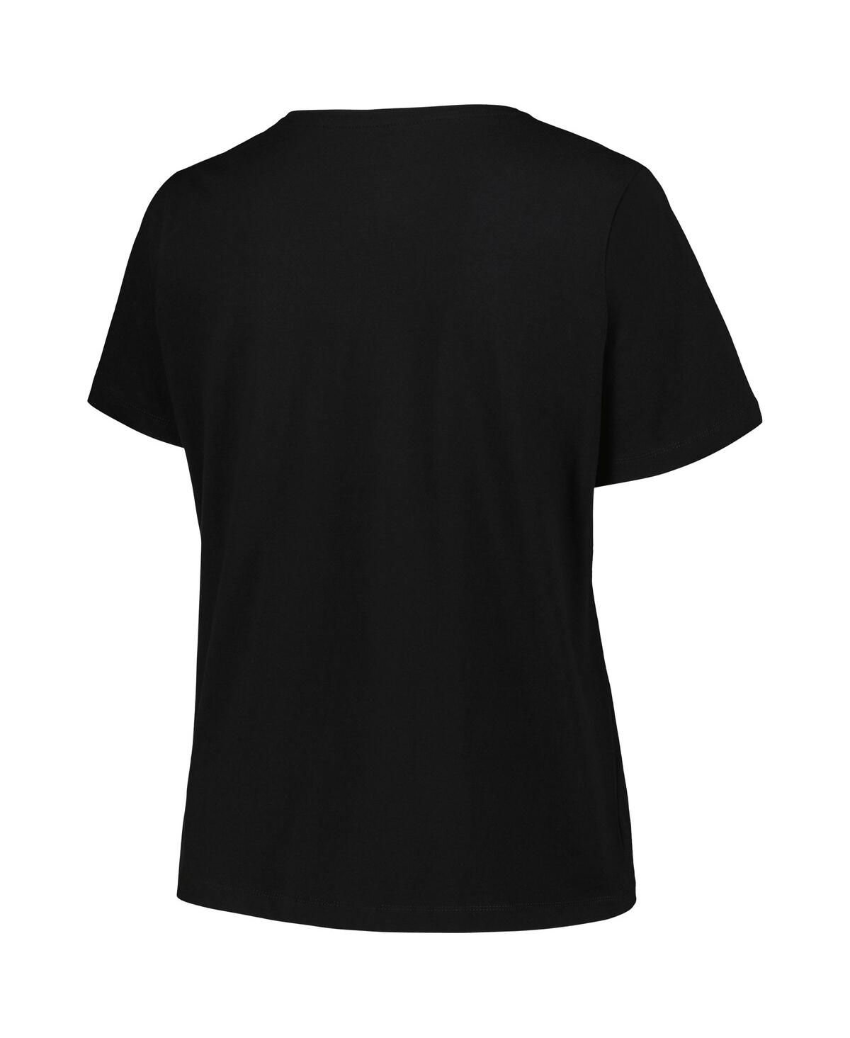Shop Profile Women's  Black Milwaukee Bucks Plus Size Arch Over Logo V-neck T-shirt