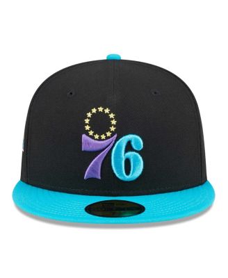 Men's Black, Turquoise Philadelphia 76ers Arcade Scheme 59FIFTY Fitted Hat