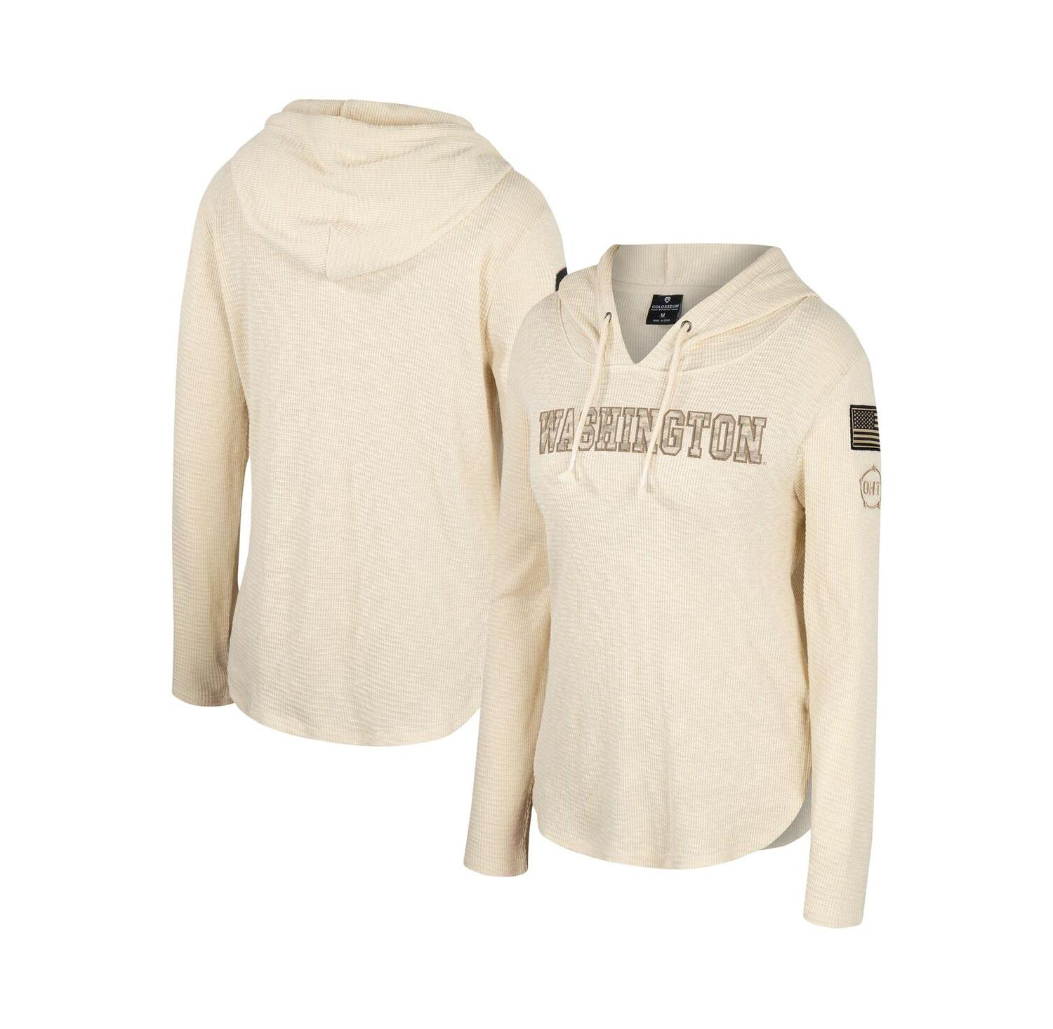 Women's Cream Washington Huskies OHT Military-Inspired Appreciation Casey Raglan Long Sleeve Hoodie T-shirt
