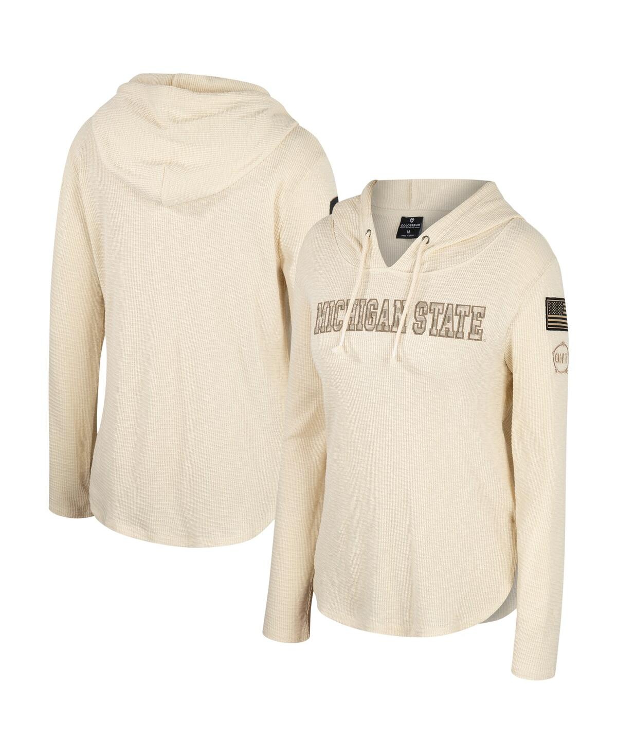 Women's Colosseum Cream Michigan State Spartans Oht Military-Inspired Appreciation Casey Raglan Long Sleeve Hoodie T-shirt - Cream