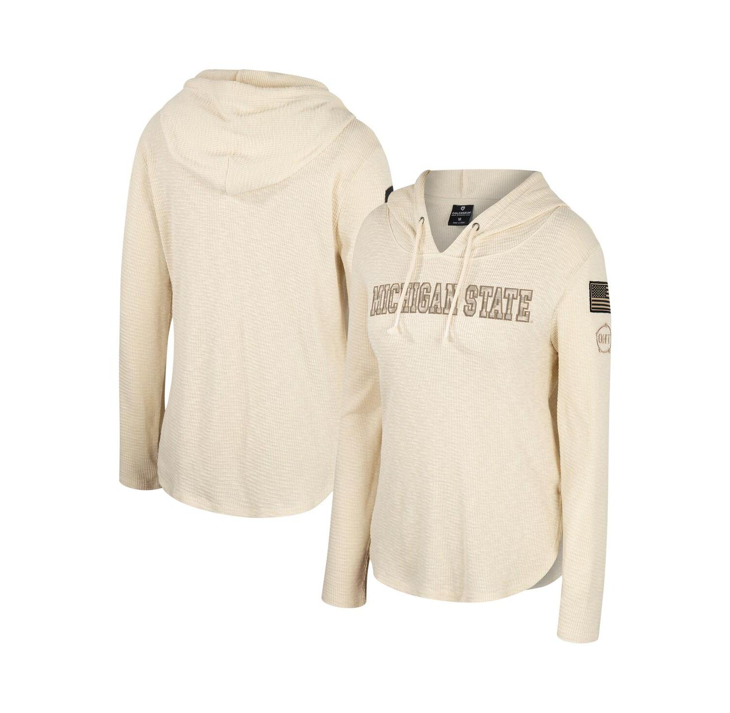 Women's Cream Michigan State Spartans OHT Military-Inspired Appreciation Casey Raglan Long Sleeve Hoodie T-shirt
