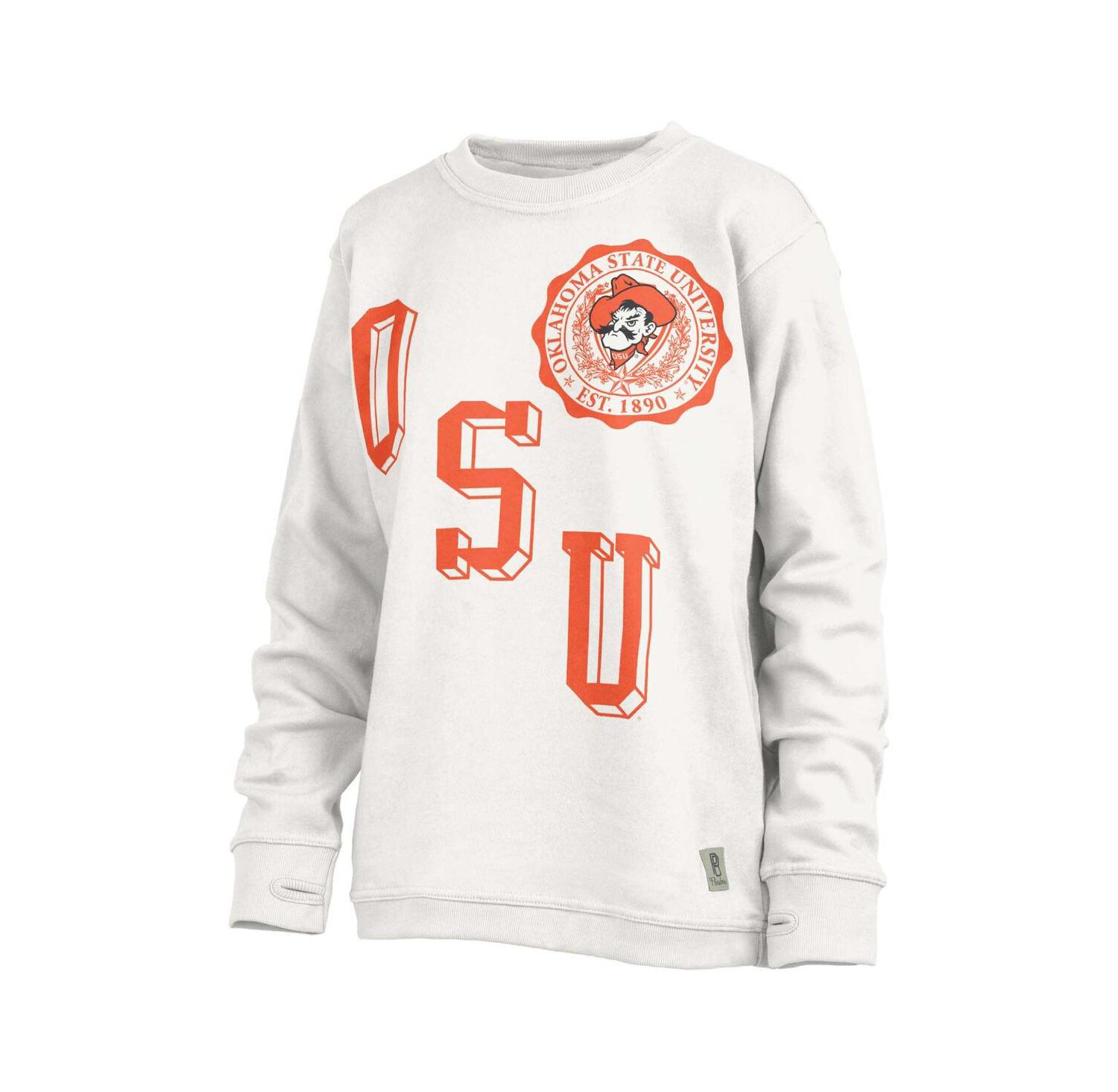 Women's White Oklahoma State Cowboys Shoreline Sundown Pullover Sweatshirt