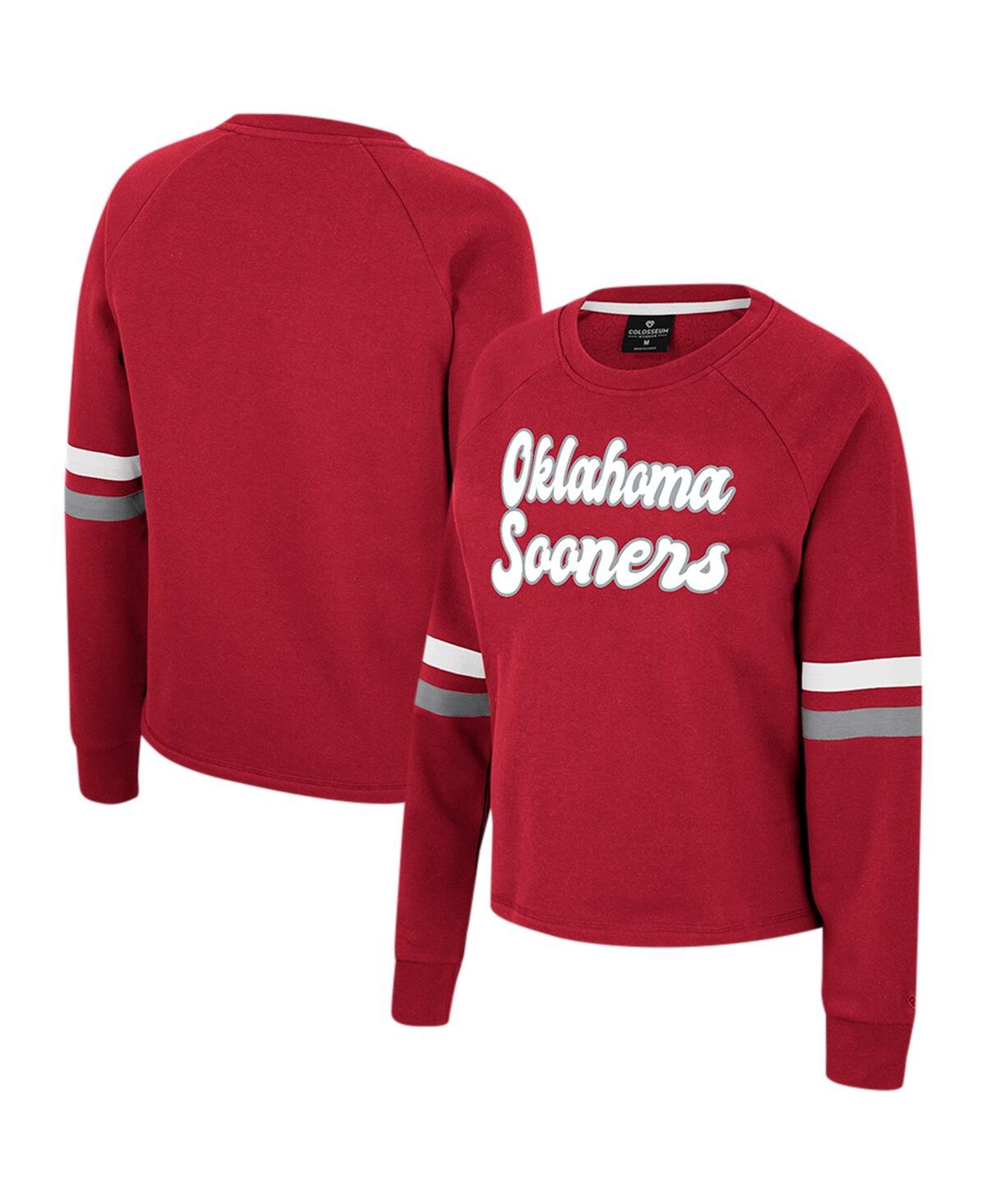 Women's Colosseum Crimson Oklahoma Sooners Talent Competition Raglan Pullover Sweatshirt - Crimson