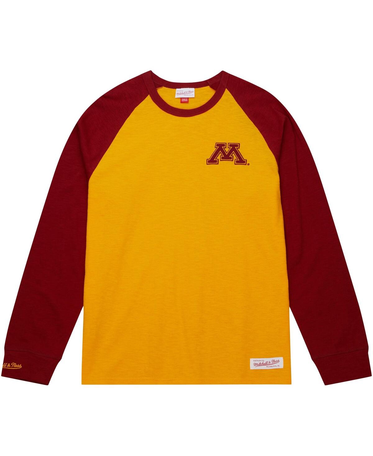 Shop Mitchell & Ness Men's  Gold Minnesota Golden Gophers Legendary Slub Raglan Long Sleeve T-shirt