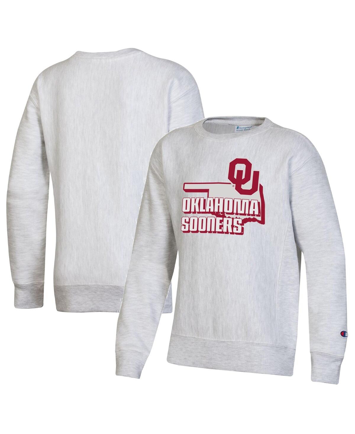 Champion Big Boys  Heather Gray Oklahoma Sooners Reverse Weave Pullover Sweatshirt In Heather Gray