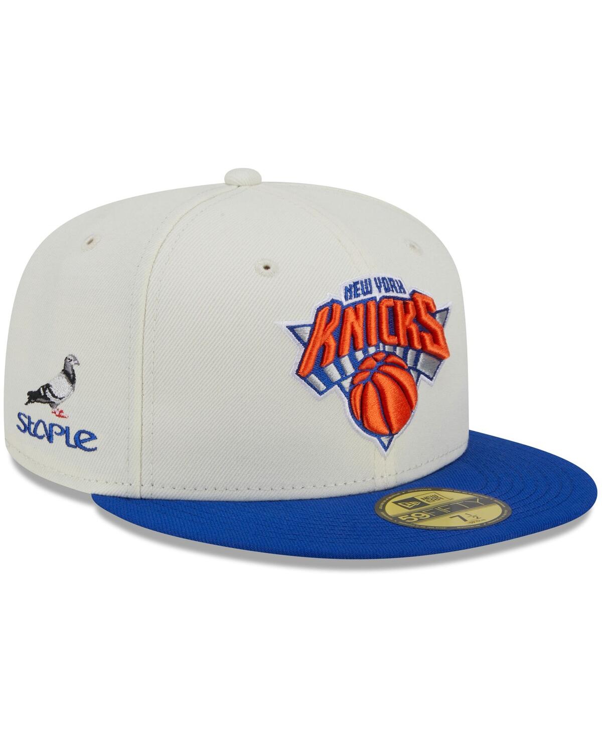 Men's New Era x Staple Cream, Blue New York Knicks Nba x Staple Two-Tone 59FIFTY Fitted Hat - Cream, Blue