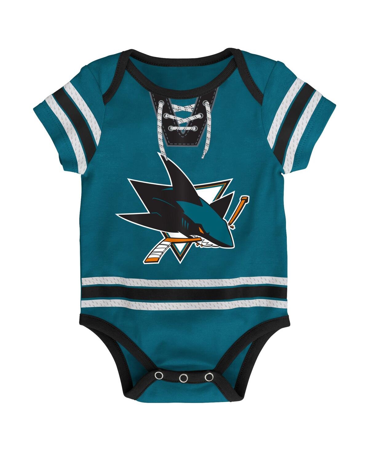 Shop Outerstuff Baby Boys And Girls Teal San Jose Sharks Hockey Jersey Bodysuit