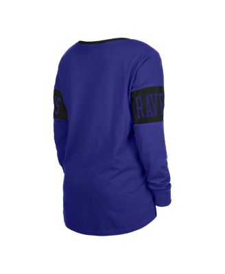 Women's Black Baltimore Ravens Lace-Up Notch Neck Long Sleeve T-shirt