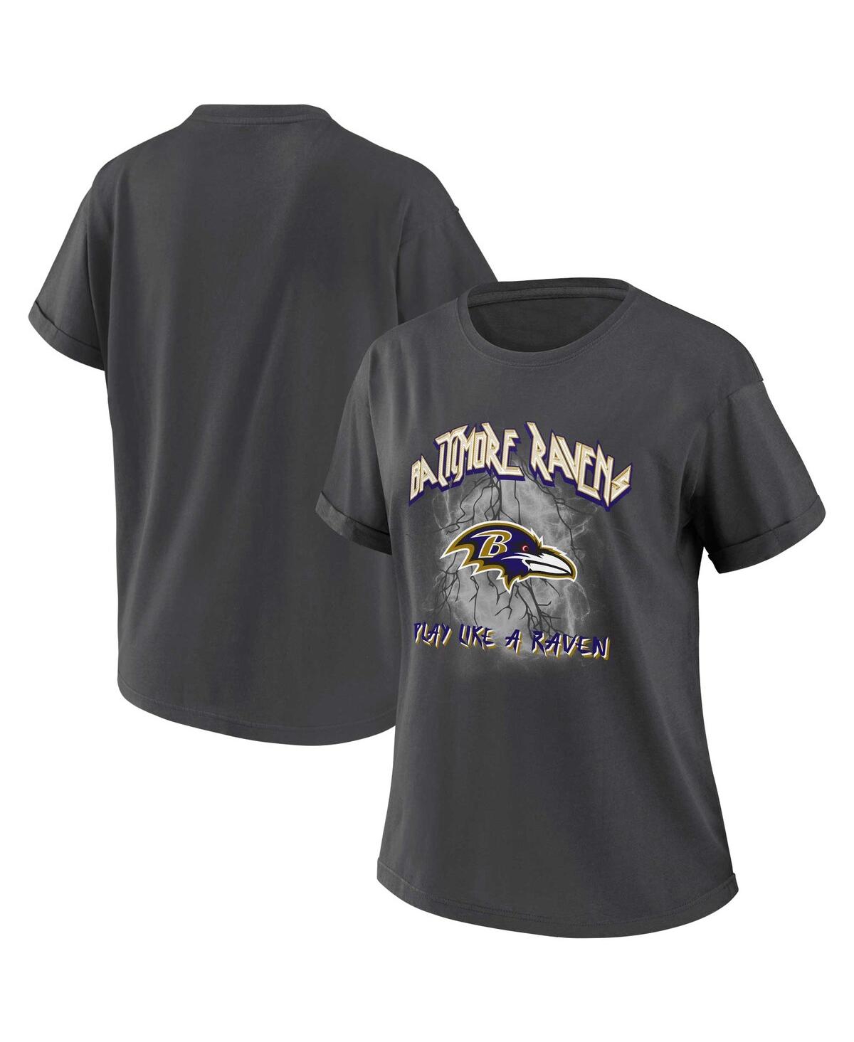 Women's Wear by Erin Andrews Charcoal Baltimore Ravens Boyfriend T-shirt - Charcoal