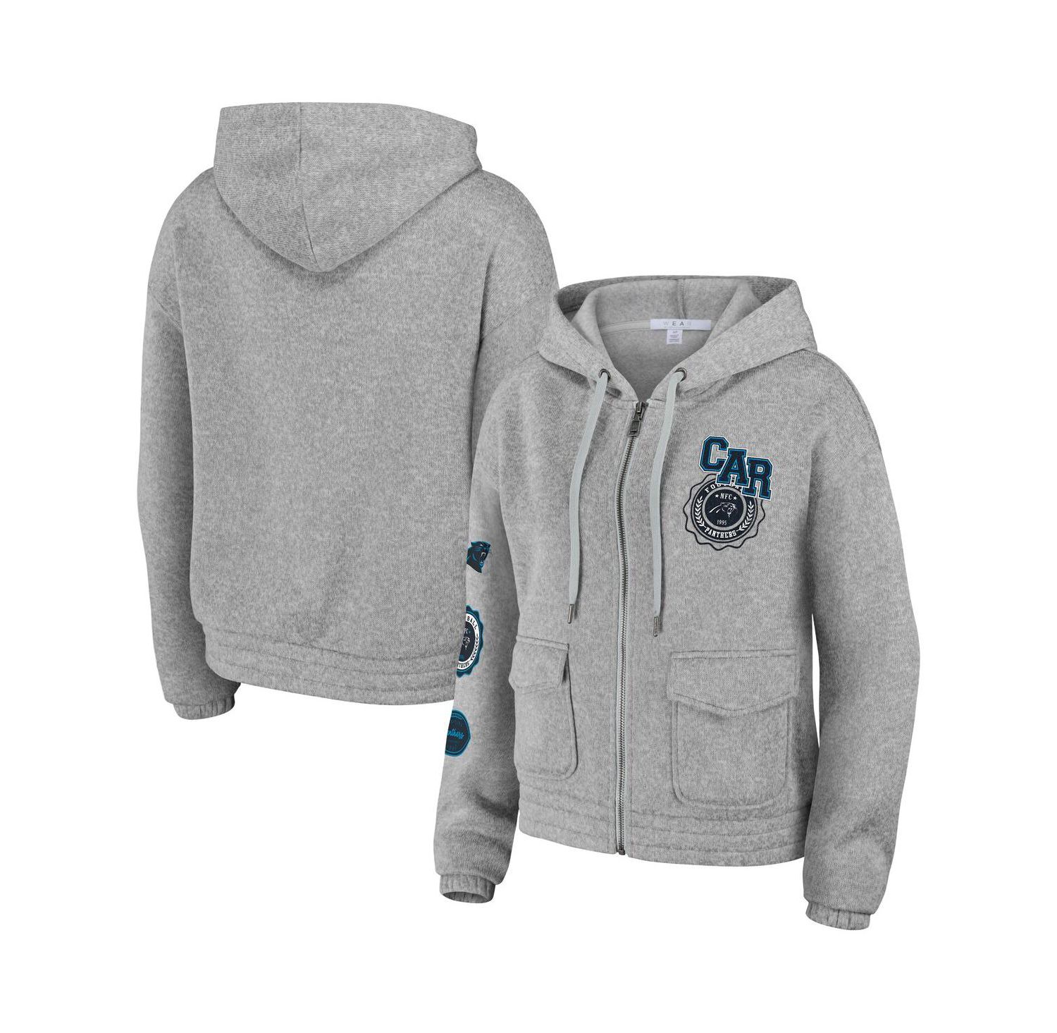 Women's Heather Gray Carolina Panthers Full-Zip Hoodie
