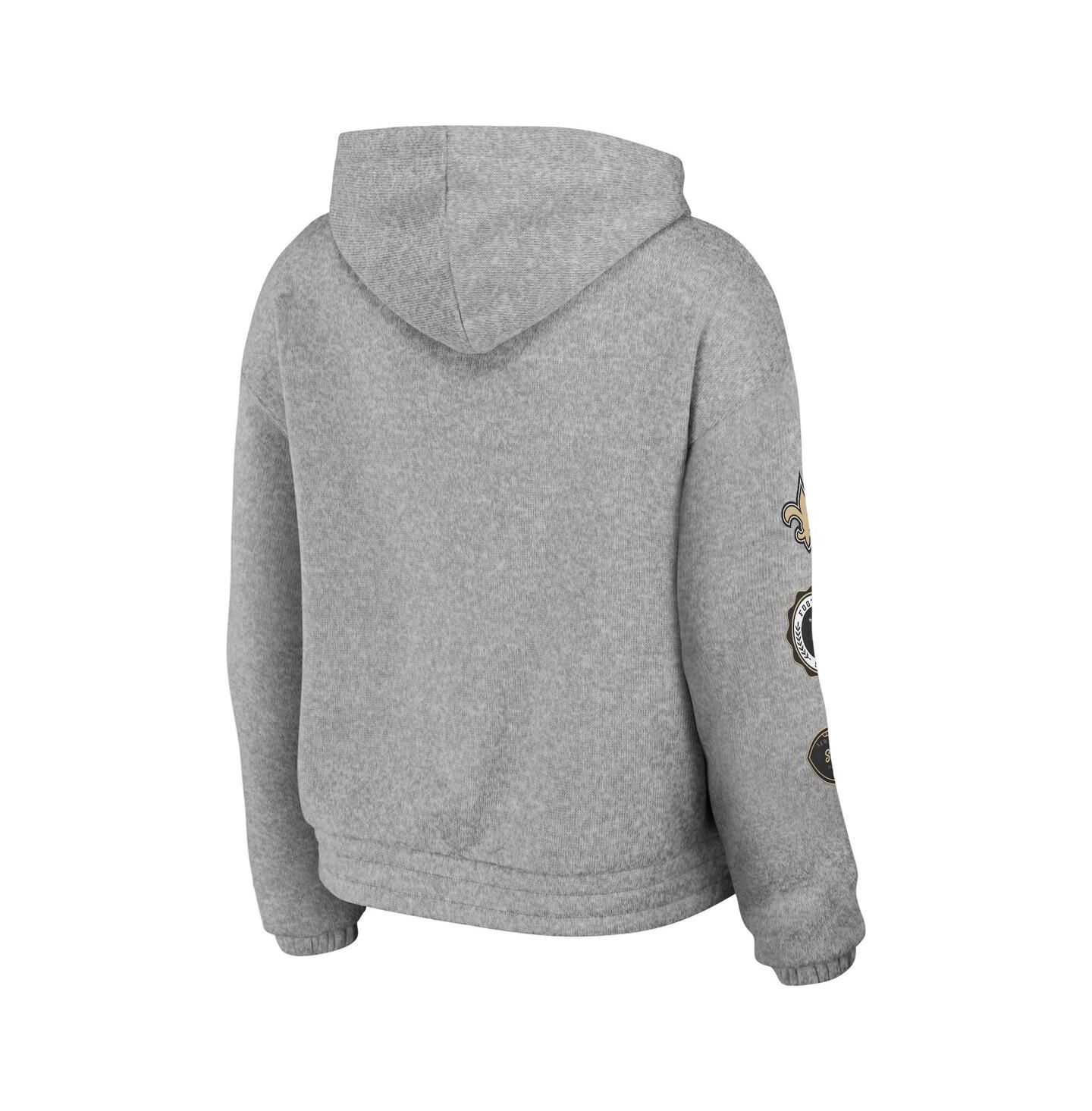 Женское худи WEAR by Erin Andrews Heather Gray New Orleans Saints Full-Zip — фото 2