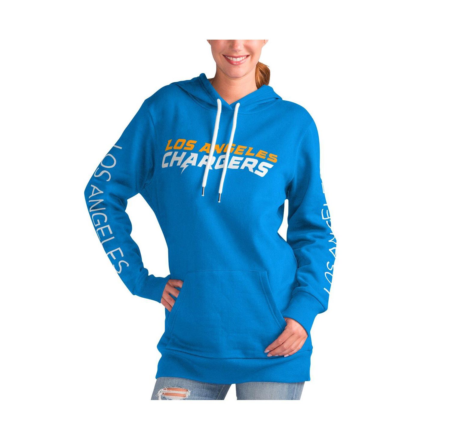 Women's Powder Blue Los Angeles Chargers Extra Inning Pullover Hoodie