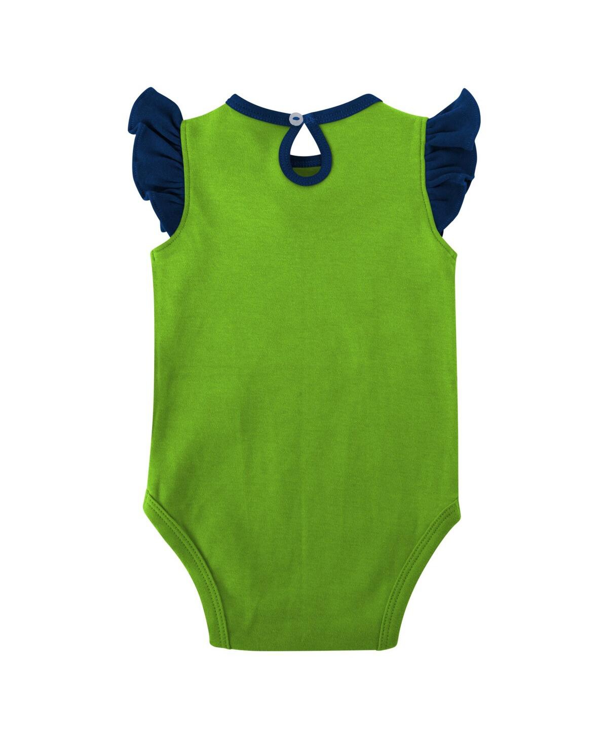 Baby Girls Neon Green Seattle Seahawks Spread the Love 2-Pack Bodysuit Set - Neon