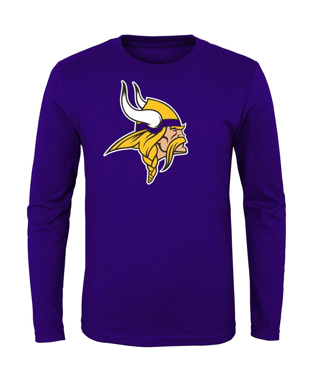 Shop Outerstuff Big Boys And Girls Purple Minnesota Vikings Primary Logo Long Sleeve T-shirt