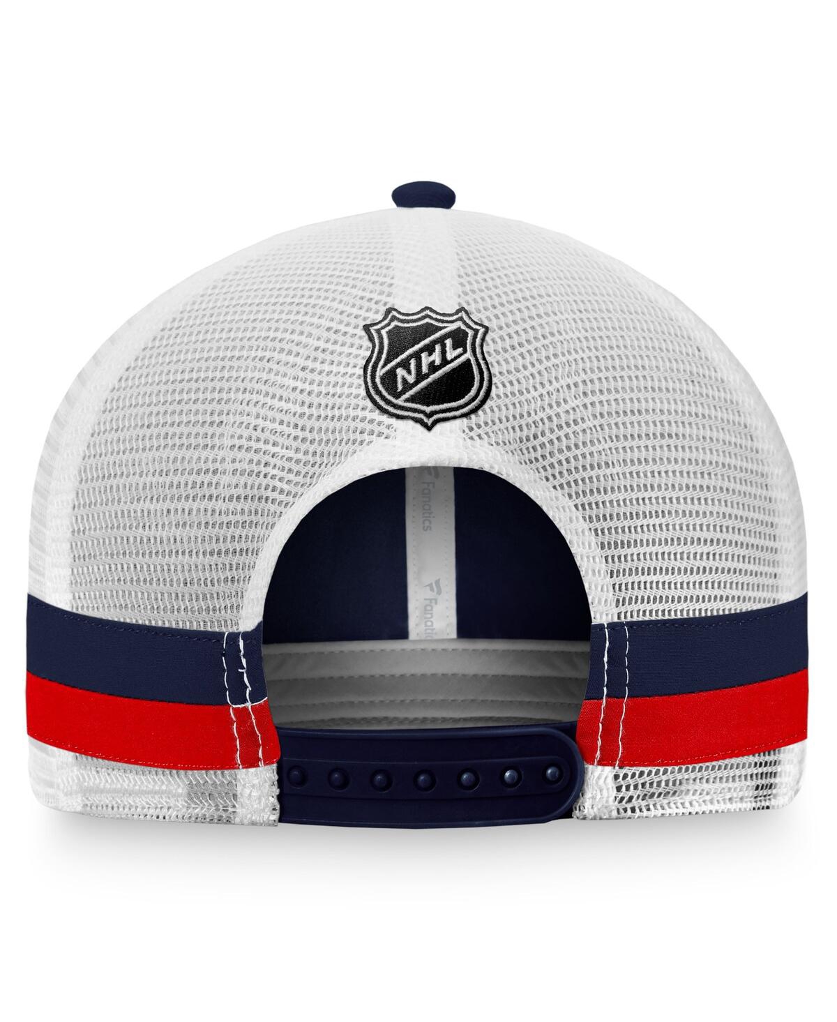 Fanatics Branded Navy/white Montreal Canadiens Fundamental Striped Trucker Adjustable Hat In Navy,white