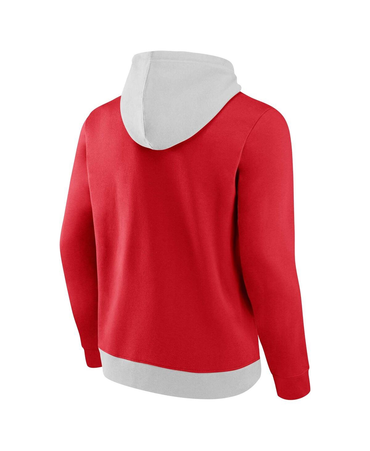 Fanatics Branded Gray/red La Clippers Arctic Colorblock Pullover Hoodie In Gray,red