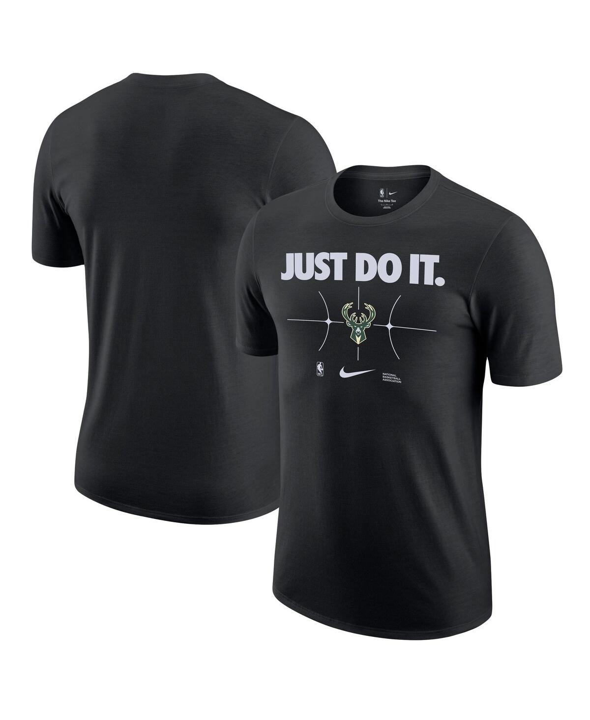 Shop Nike Men's  Black Milwaukee Bucks Just Do It T-shirt