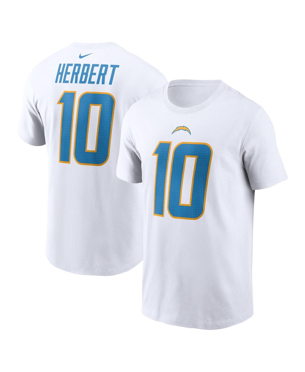 Shop Nike Men's  Justin Herbert White Los Angeles Chargers Player Name And Number T-shirt