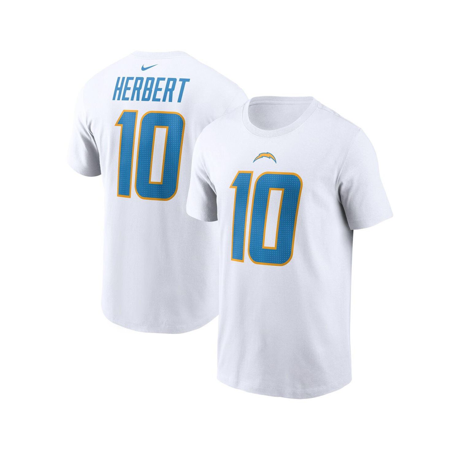 Men's Justin Herbert White Los Angeles Chargers Player Name and Number T-shirt