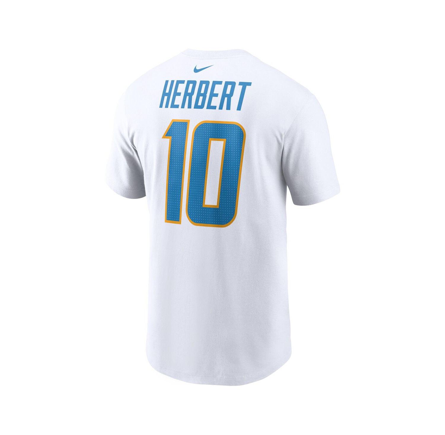 Men's Justin Herbert White Los Angeles Chargers Player Name and Number T-shirt