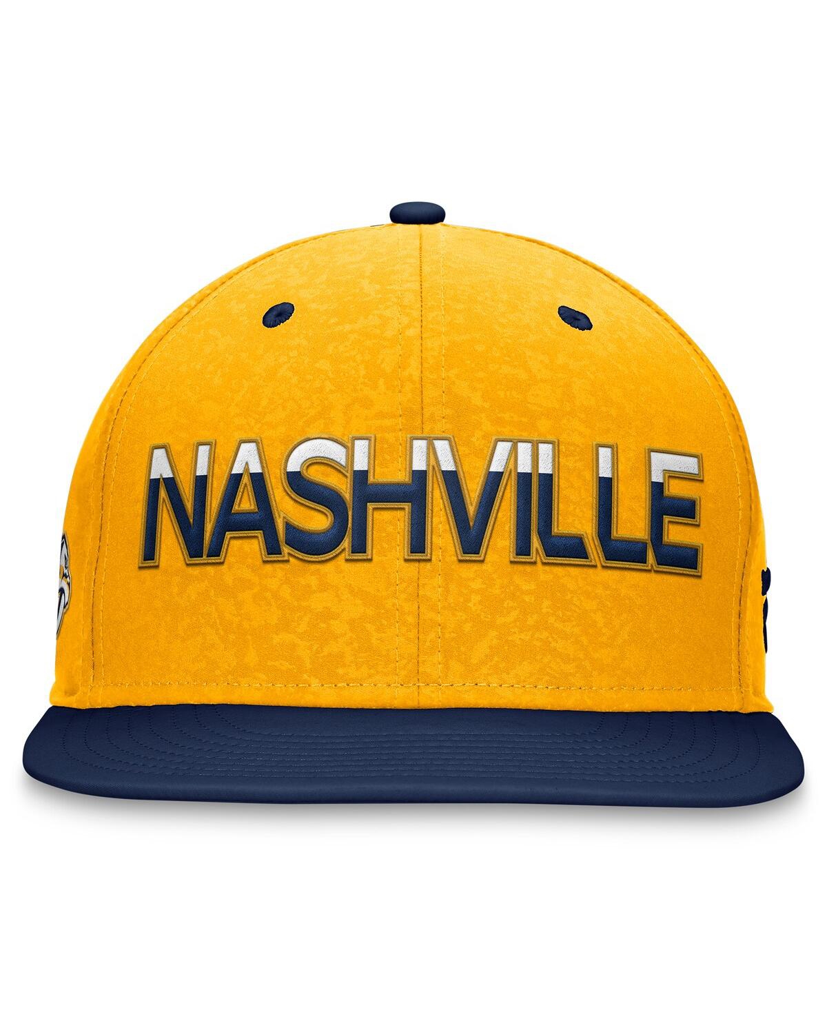 Shop Fanatics Men's  Navy, Gold Nashville Predators Authentic Pro Rink Two-tone Snapback Hat In Navy,gold