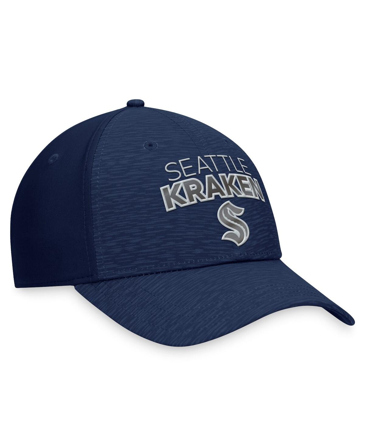 Shop Fanatics Men's  Deep Sea Blue Seattle Kraken Authentic Pro Road Stack Logo Flex Hat