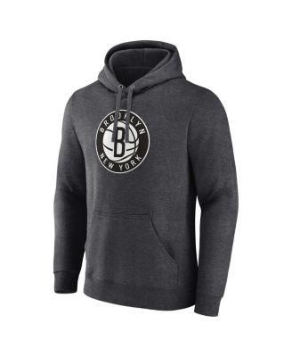 Men's Heather Charcoal Brooklyn Nets Primary Logo Pullover Hoodie