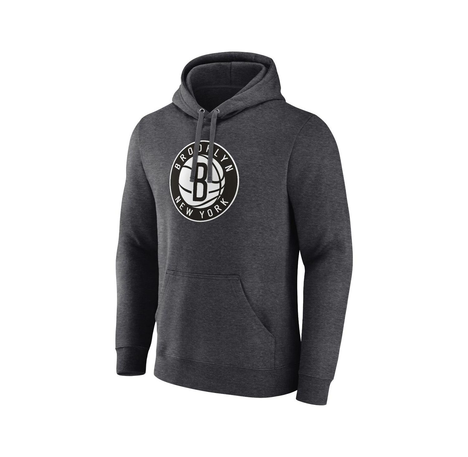 Men's Heather Charcoal Brooklyn Nets Primary Logo Pullover Hoodie