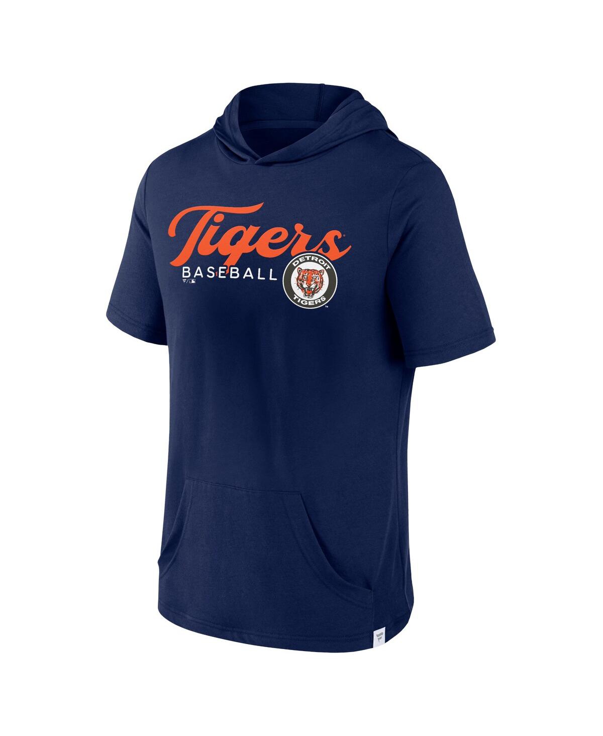 Men's FanaticsDetroit Tigers Offensive Strategy Short Sleeve Pullover Hoodie - Navy
