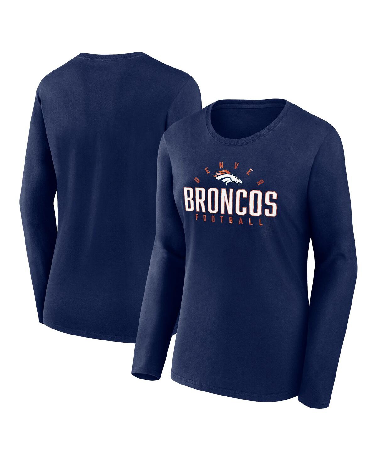 Shop Fanatics Women's  Navy Denver Broncos Plus Size Foiled Play Long Sleeve T-shirt