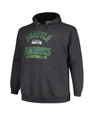 Men's Heather Charcoal Seattle Seahawks Big and Tall Pullover Hoodie