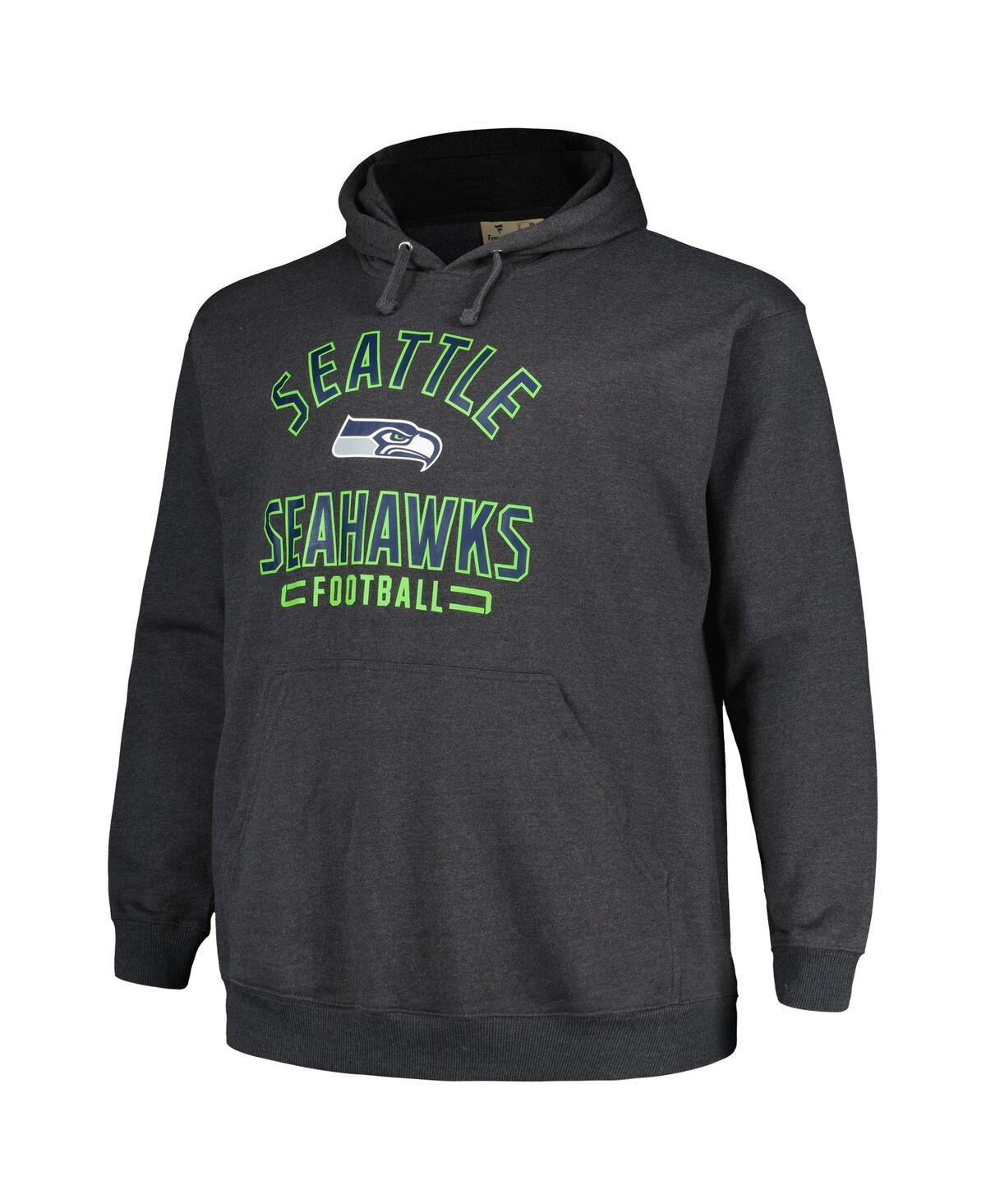 Shop Fanatics Men's  Heather Charcoal Seattle Seahawks Big And Tall Pullover Hoodie