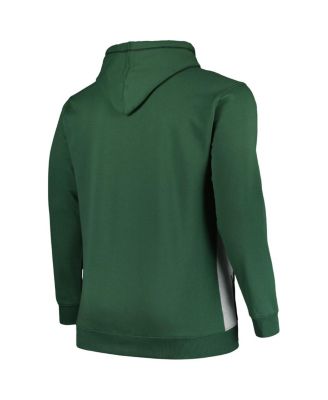 Men's Hunter Green, Heather Gray Milwaukee Bucks Big and Tall Contrast Pieced Stitched Full-Zip Hoodie