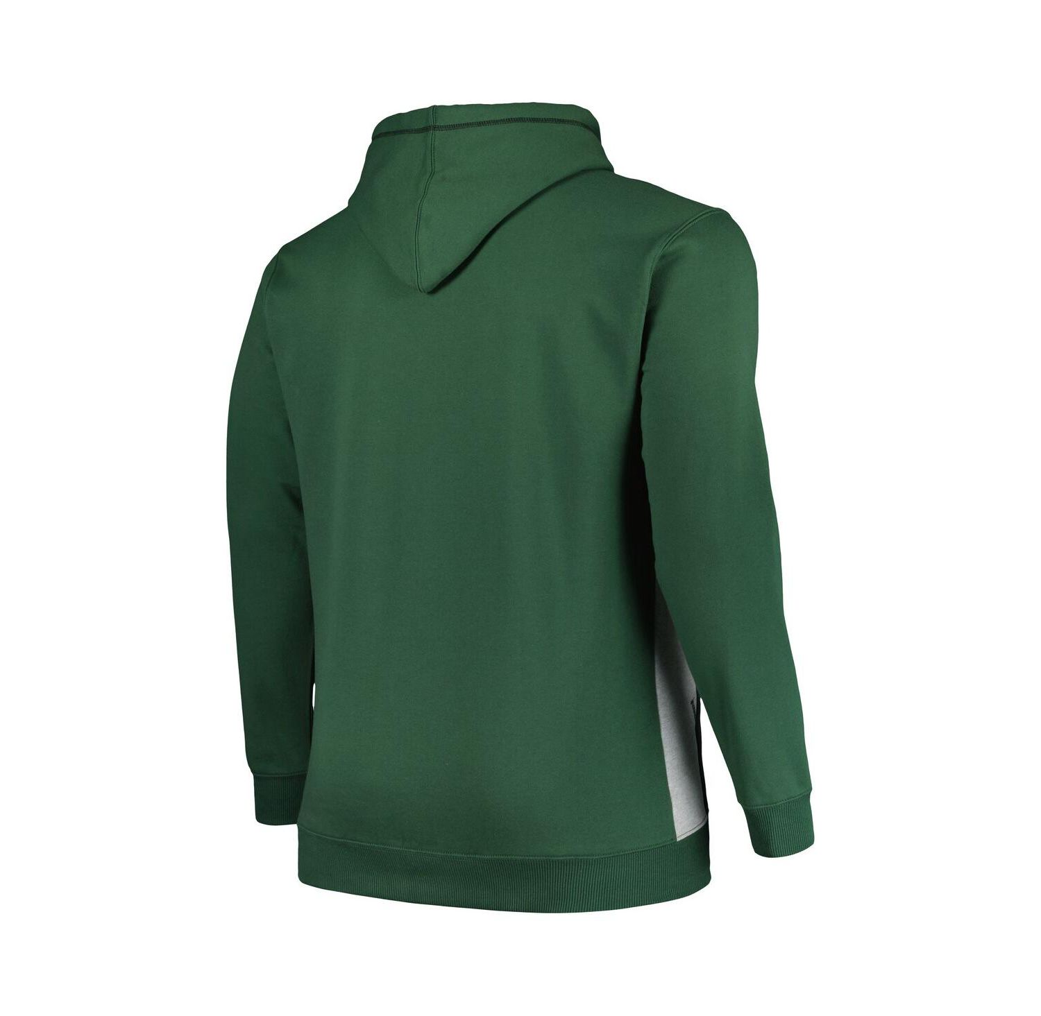 Men's Hunter Green, Heather Gray Milwaukee Bucks Big and Tall Contrast Pieced Stitched Full-Zip Hoodie