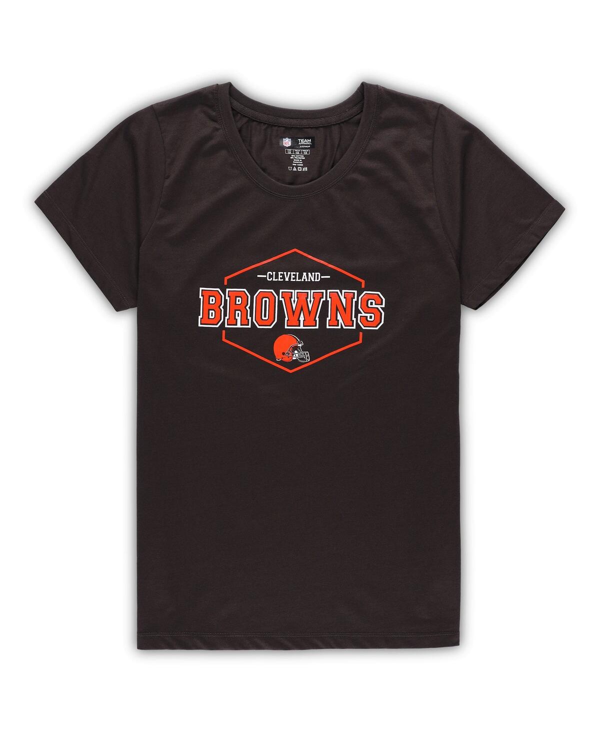 Shop Concepts Sport Women's  Brown, Orange Cleveland Browns Plus Size Badge T-shirt And Pants Sleep Set In Brown,orange
