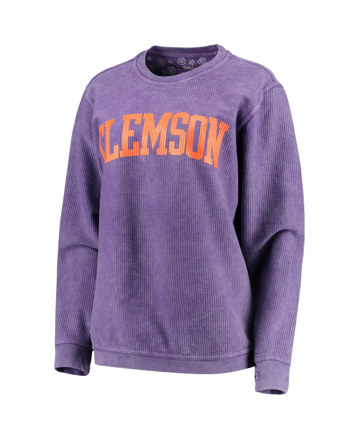 Shop Pressbox Women's  Purple Distressed Clemson Tigers Comfy Cord Vintage-like Wash Basic Arch Pullover S
