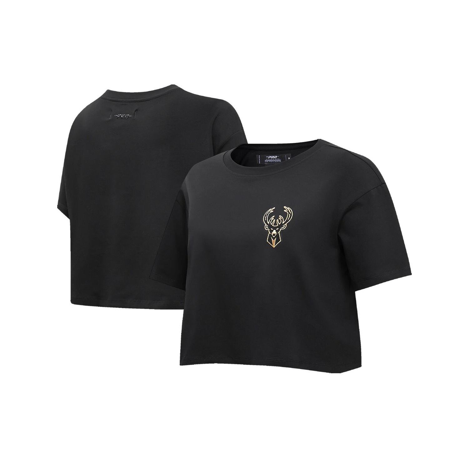Women's Black Milwaukee Bucks Holiday Glam Boxy T-shirt