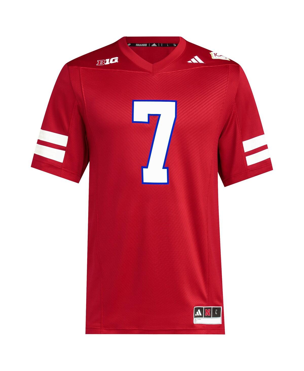 Men's adidas #7Nebraska Huskers Memorial Stadium 100th Anniversary Premier Football Jersey - Scarlet