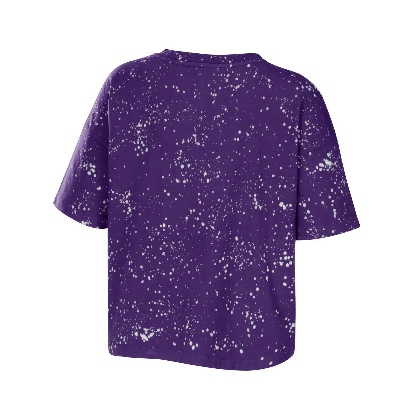 Женская футболка WEAR by Erin Andrews Purple Los Angeles Lakers Bleach Splatter Notch Neck — фото 2