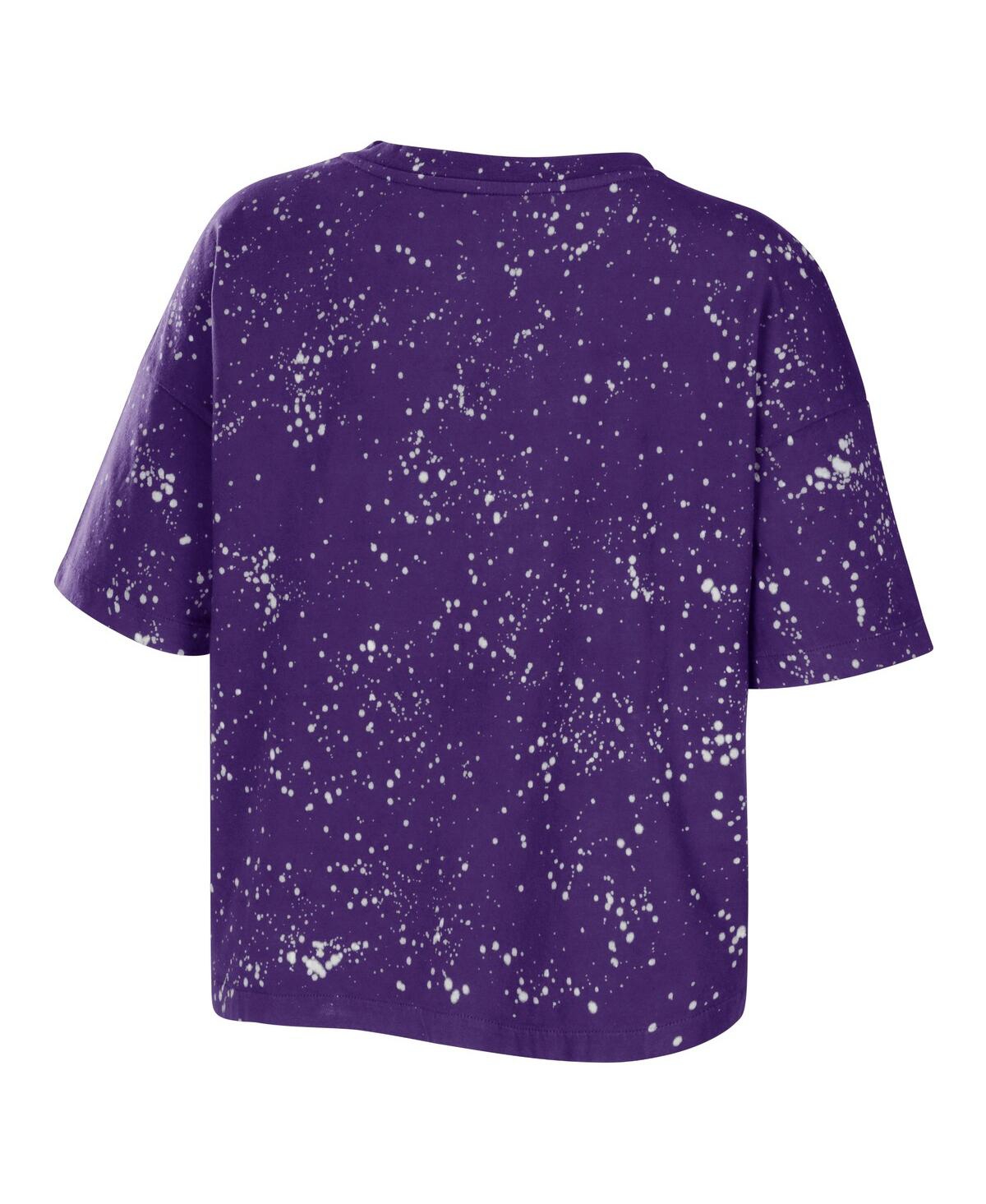 Shop Wear By Erin Andrews Women's  Purple Los Angeles Lakers Bleach Splatter Notch Neck T-shirt