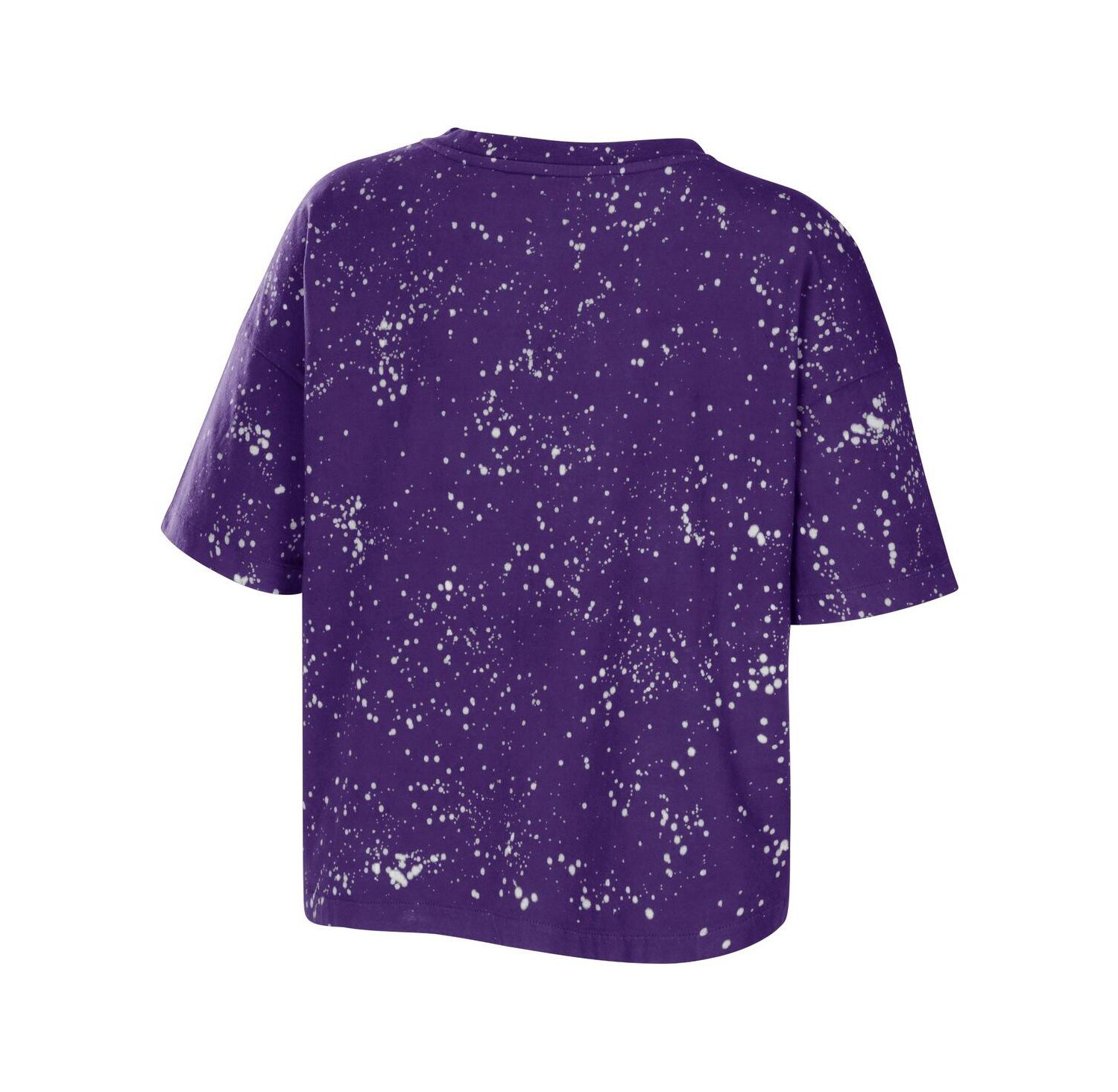 Women's Purple Los Angeles Lakers Bleach Splatter Notch Neck T-shirt
