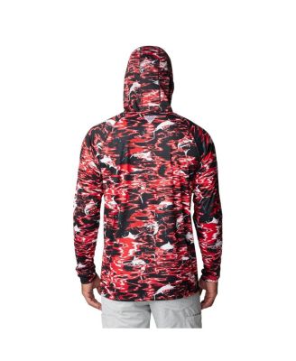 Men's Black Georgia Bulldogs PFG Terminal Tackle Omni-Shade Rippled Long Sleeve Hooded T-shirt