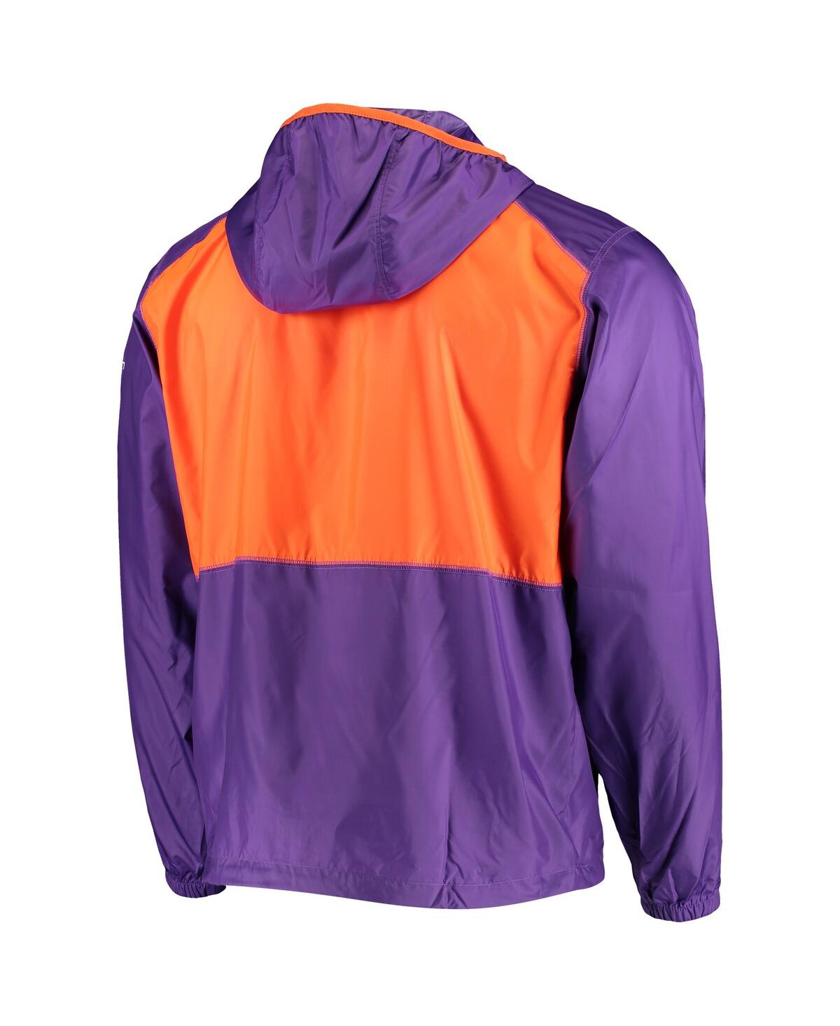 Shop Columbia Men's  Purple, Orange Clemson Tigers Flash Forward Hoodie Full-zip Lightweight Windbreaker In Purple,orange