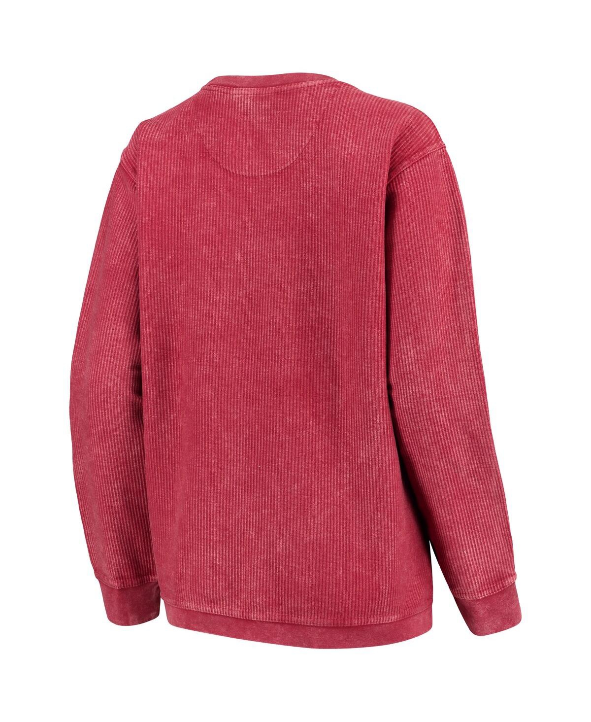 Pressbox Women's Red Wisconsin Badgers Comfy Cord Vintage-like Wash Basic Arch Pullover Sweatshirt In Red