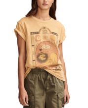 Lucky Brand Lucky Folk Poster Boyfriend Tee - Women's Clothing Tops Shirts  Tee Graphic T Shirts in Bleached Sand, Size S - Yahoo Shopping