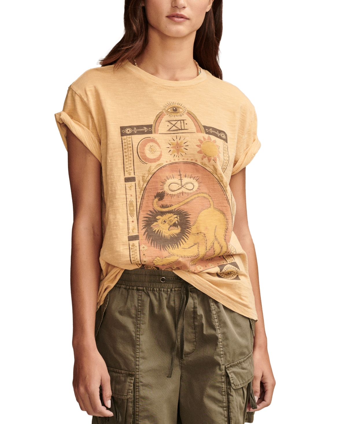 Lucky Brand Lion Cotton Graphic T-shirt In Rose Spritz