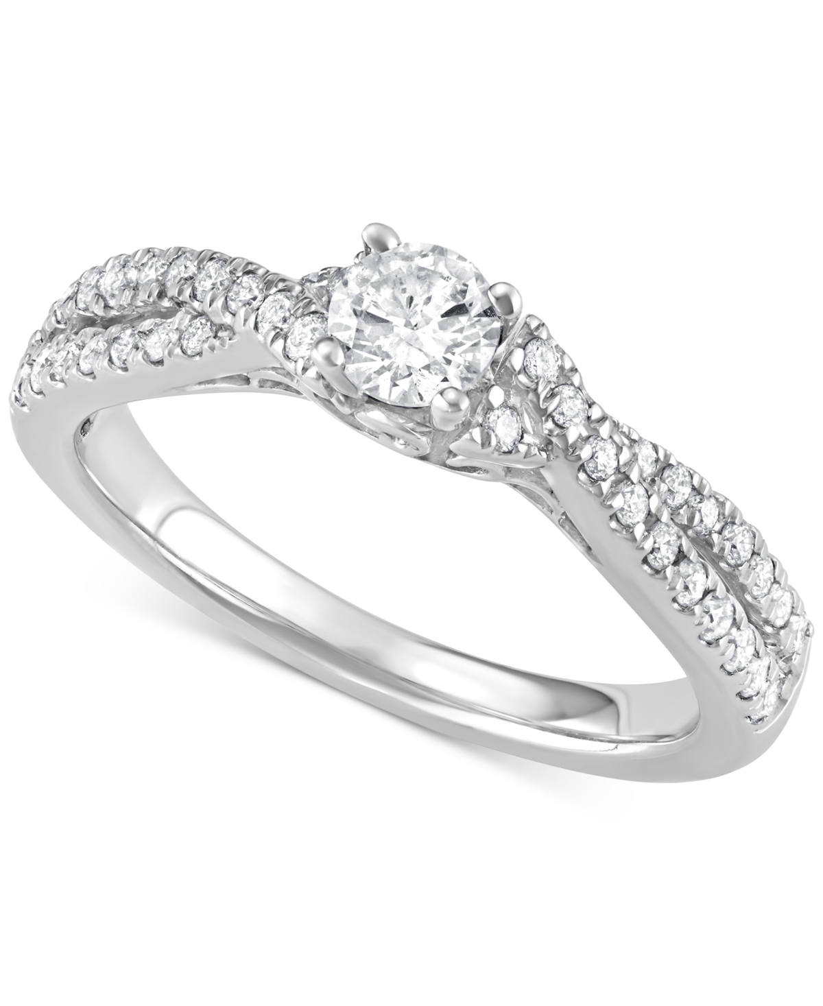 Macy's Diamond Crossover Engagement Ring (5/8 Ct. T.w.) In 14k White Gold