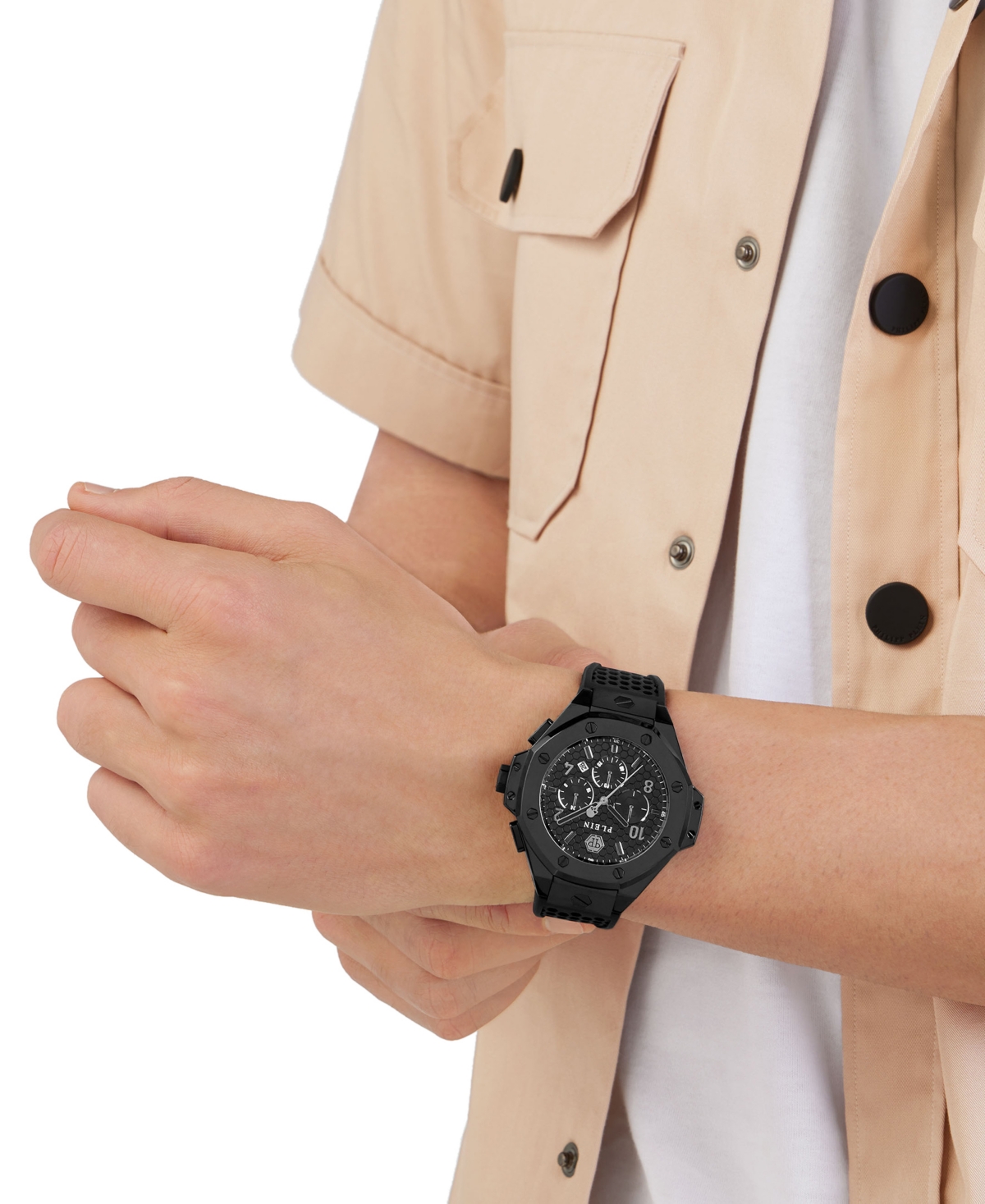 Philipp Plein Plein Chrono Royal Silicone Watch In Black