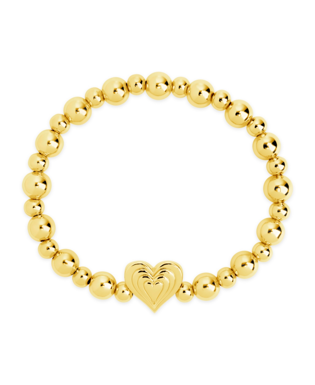 Silver-Tone or Gold-Tone Beating Heart Beaded Bracelet - Gold