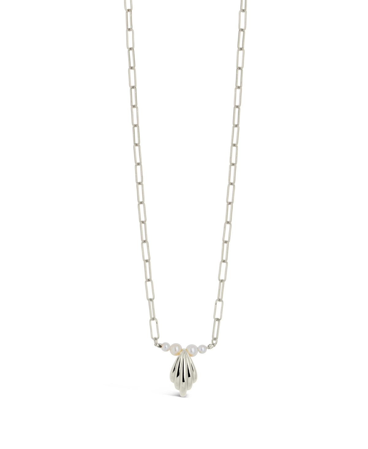 Shop Sterling Forever Silver-tone Or Gold-tone Cultured Shell Pearls With Shell Pendant Cherie Necklace